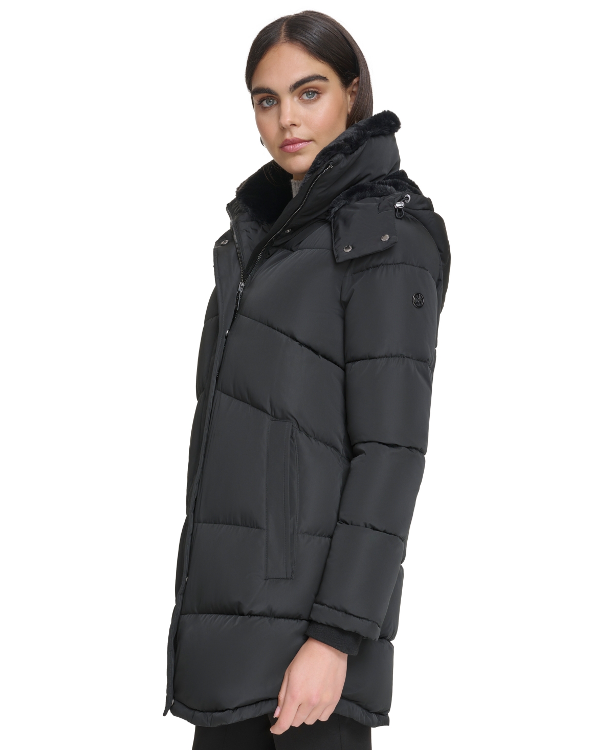 Calvin Klein Women's Faux-Fur-Trim Hooded Puffer Coat, Created for Macy's