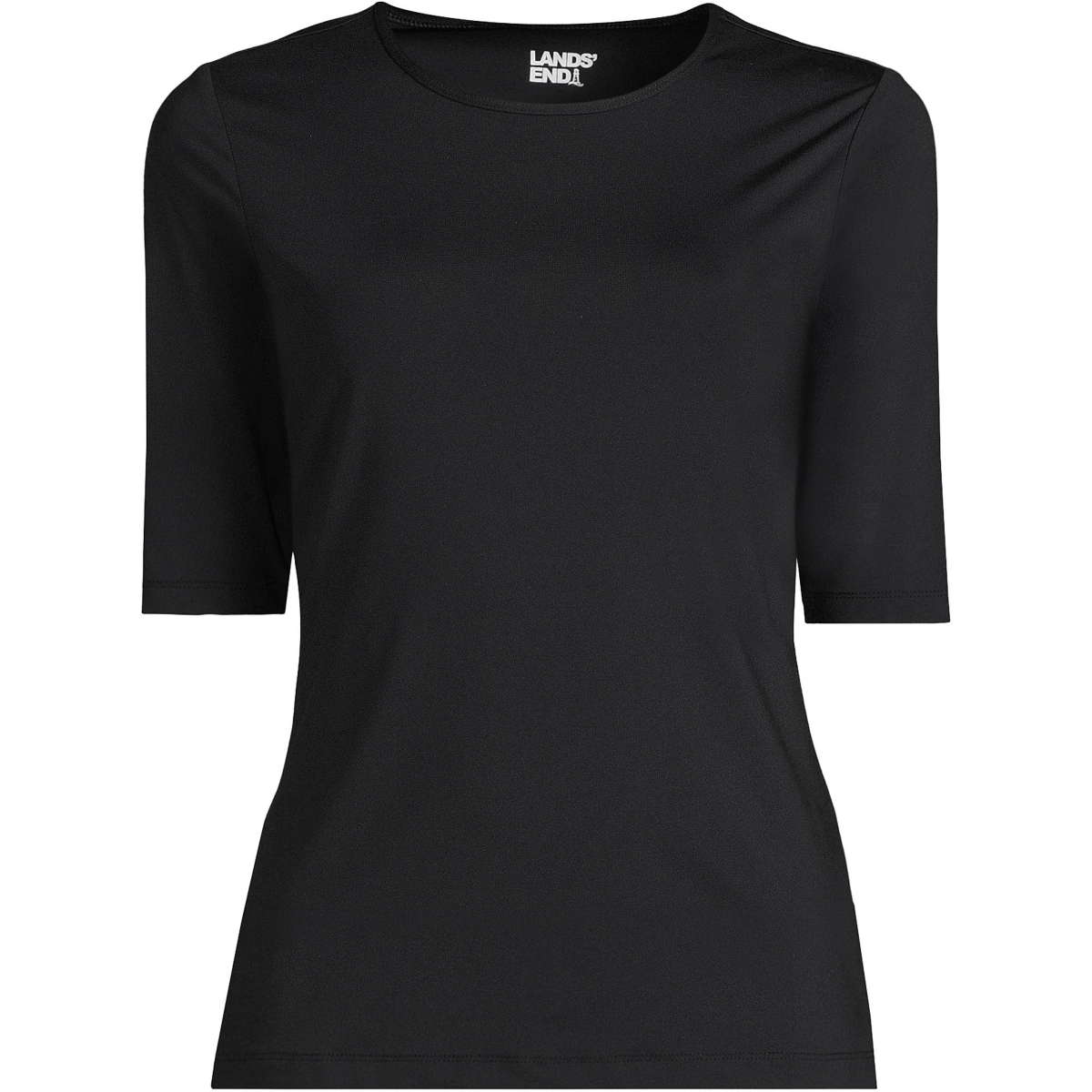 Lands' End Women's SunShade Upf 50 Elbow Sleeve Relaxed Rash Guard