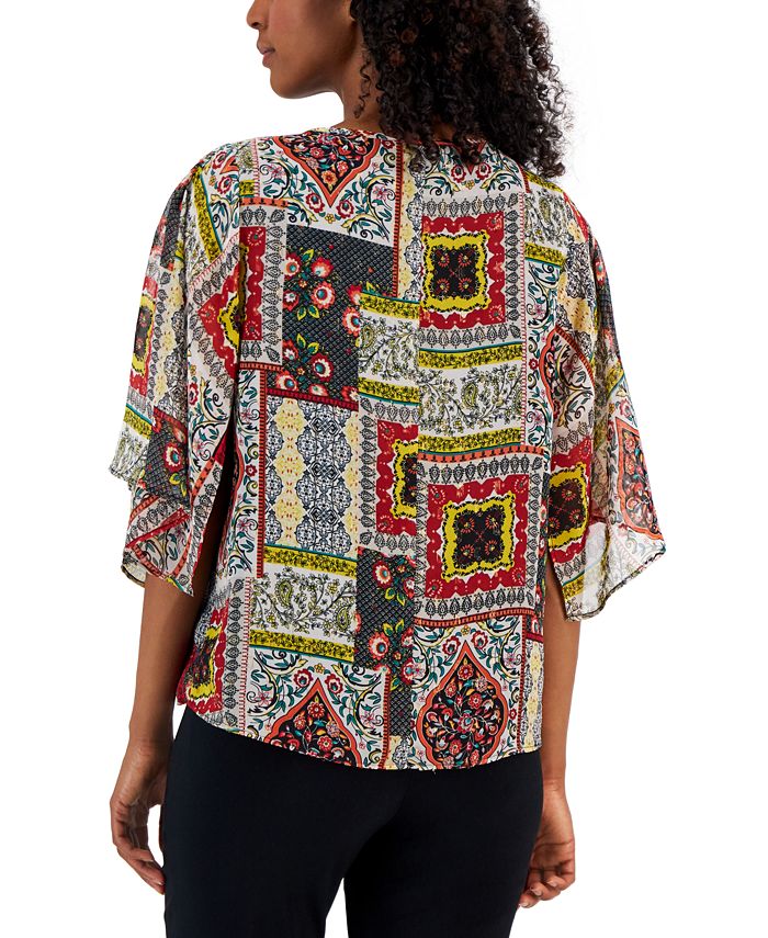 T Tahari Women's Printed BoatNeck Top Macy's