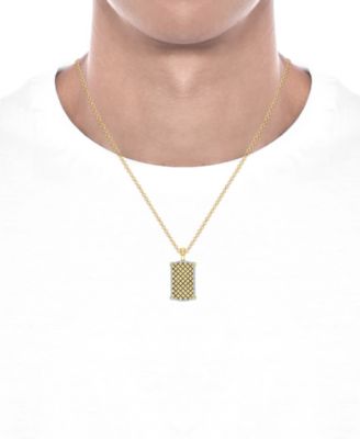 Men's Diamond Border Square Pattern Dog Tag 22" Pendant Necklace (1/2 ct. t.w.)
