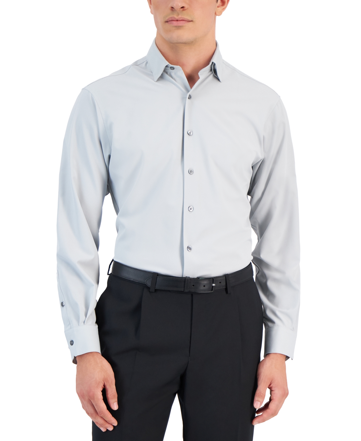 Shop Alfani Men's Regular Fit Travel Ready Solid Dress Shirt, Created For Macy's In Misty Harbor