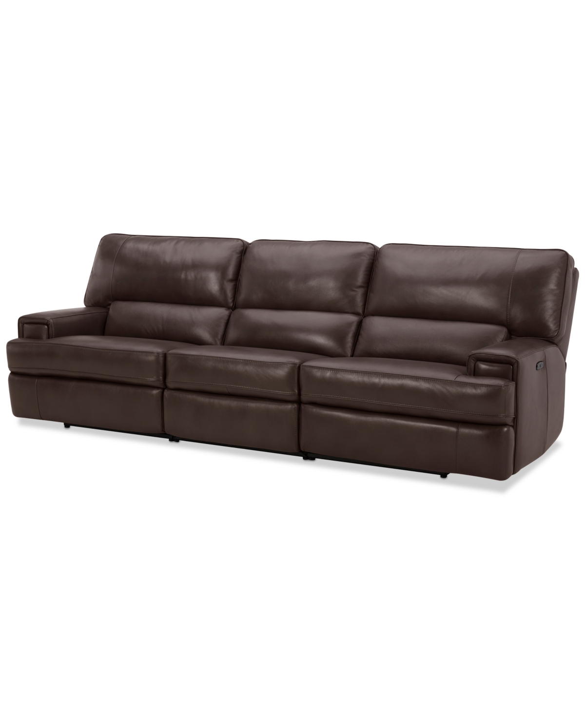 Furniture Binardo 118" 3 Pc Zero Gravity Leather Sectional With 3 Power Recliners, Created For Macy's In Walnut