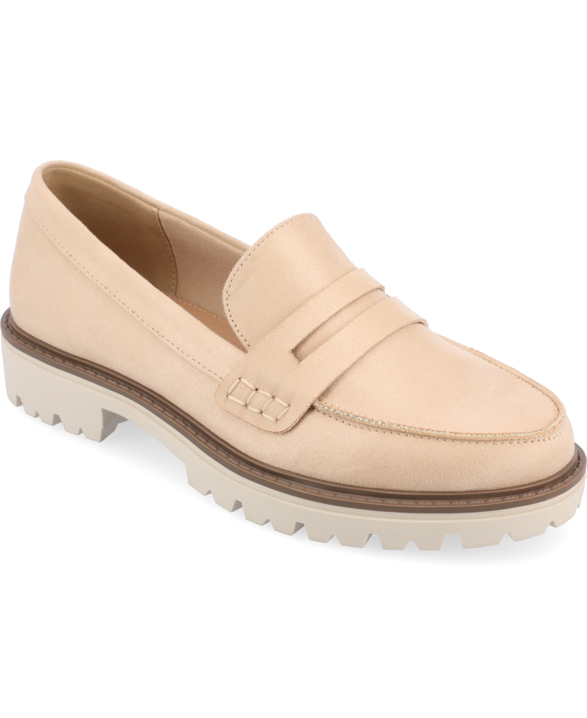 Shop Journee Collection Women's Kenly Lug Sole Loafers In Sand