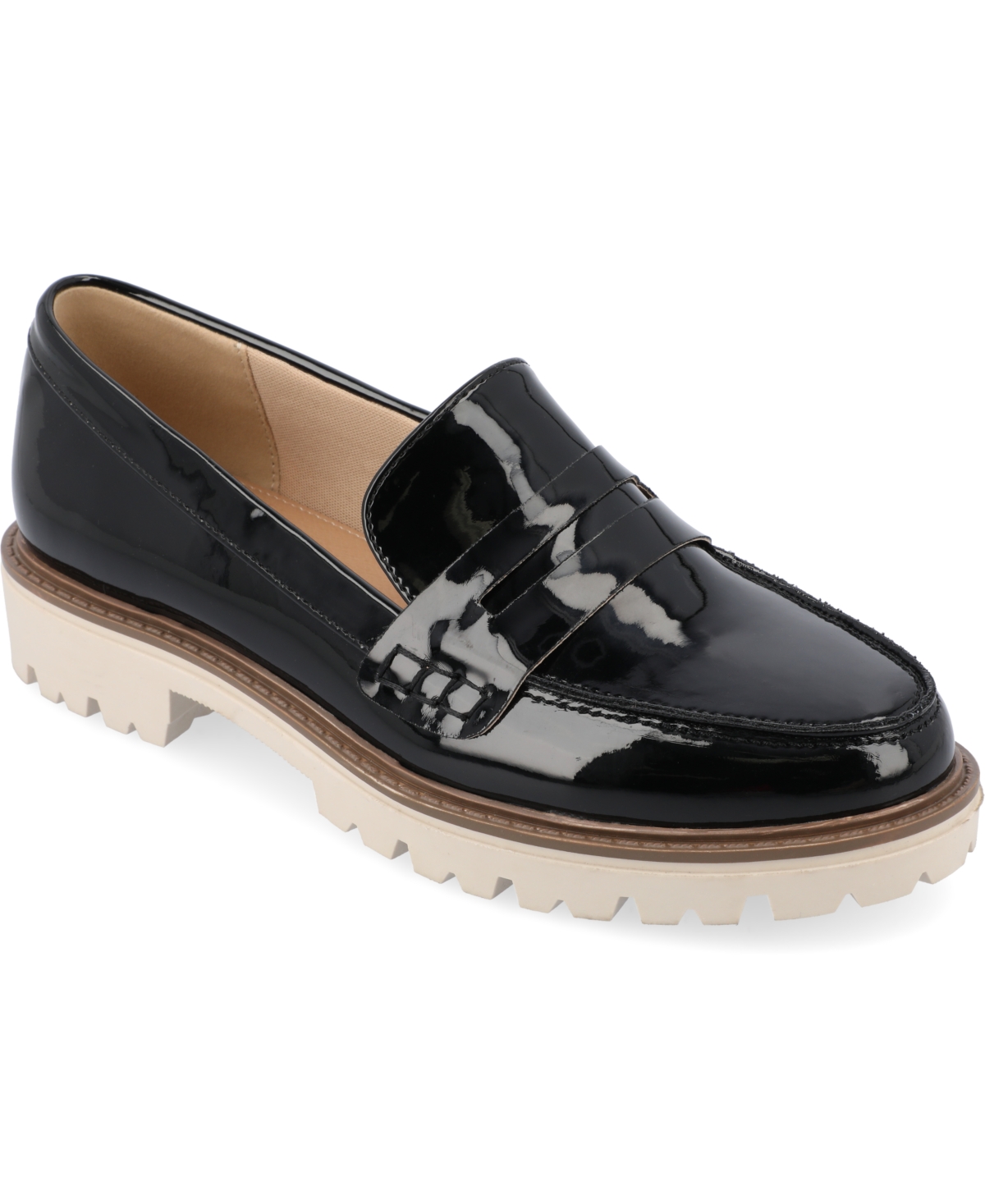Shop Journee Collection Women's Kenly Lug Sole Loafers In Patent,black