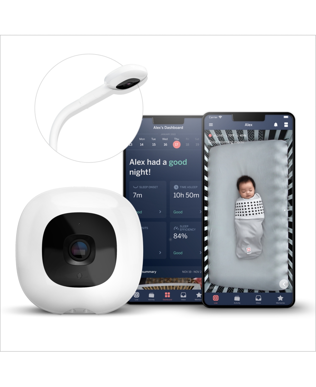 Nanit Pro Smart Camera Baby Monitor Floor Stand 2 In White