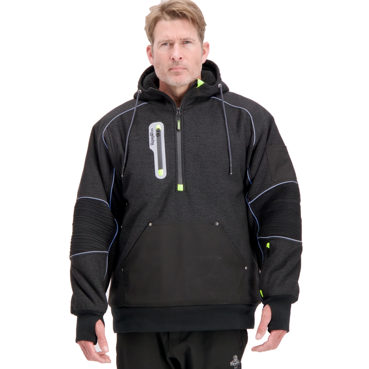Big & Tall Extreme Hybrid Pullover Sweatshirt Reflective Insulated Hoodie - Black