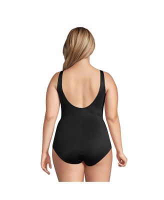 Women's Plus Size DDD-Cup SlenderSuit Tummy Control Chlorine Resistant Wrap One Piece Swimsuit