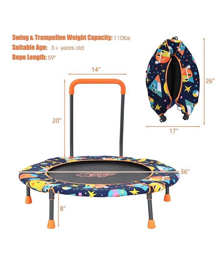 Costway 36''Convertible Swing & Trampoline Set Toddler Kids Fitness