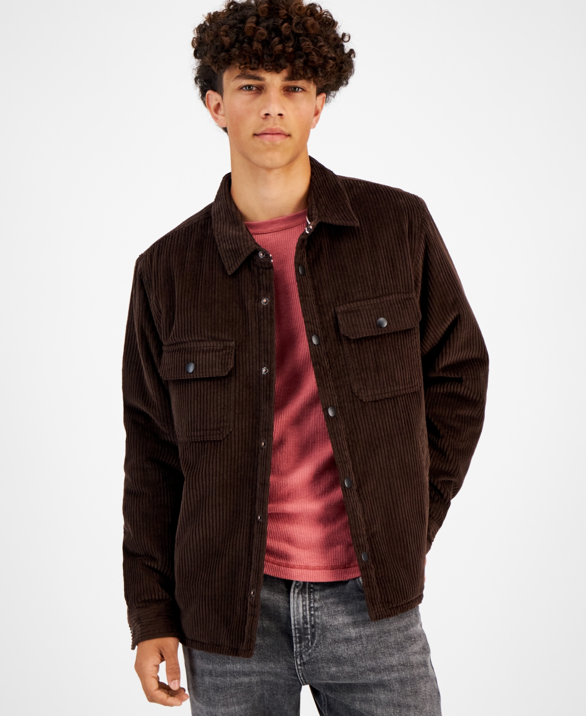 Sun + Stone Men's Ricardo Corduroy Shirt Jacket, Created For Macy's In Rich Chocolate