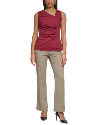 Petite Asymmetrical Neckline Sleeveless Top, Created for Macy's 