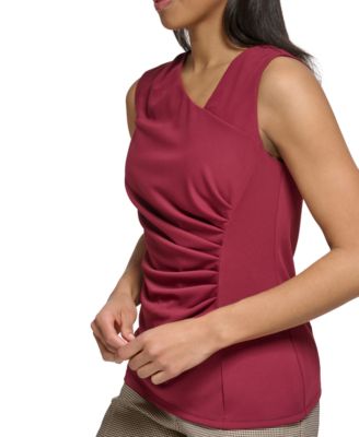 Petite Asymmetrical Neckline Sleeveless Top, Created for Macy's 