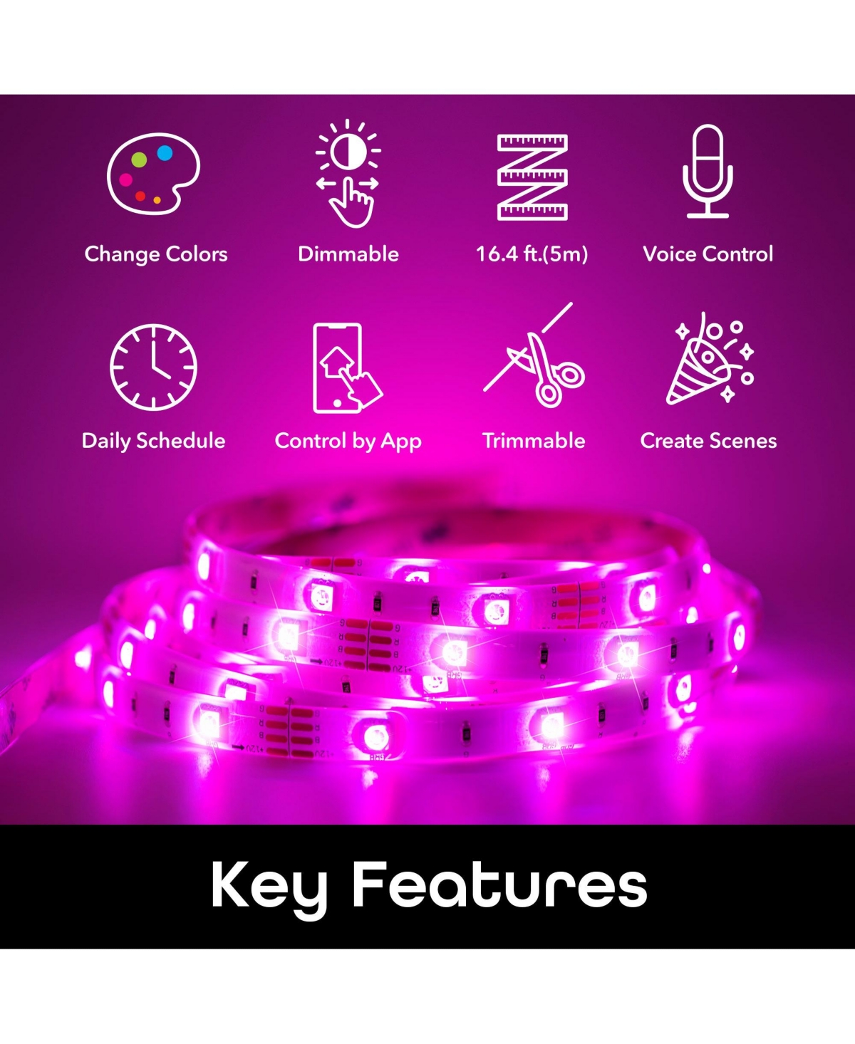 Geeni Prisma Smart Wi-Fi Led Strip Lights Compatible with Alexa, Google Assistant 16 Million Colors Phone App Controlled Light Strip for Home, Kitc