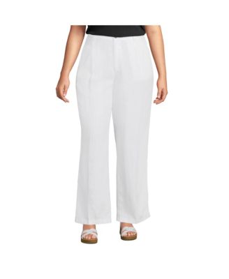 Plus Size High Rise Wide Leg Linen Pleated Pants