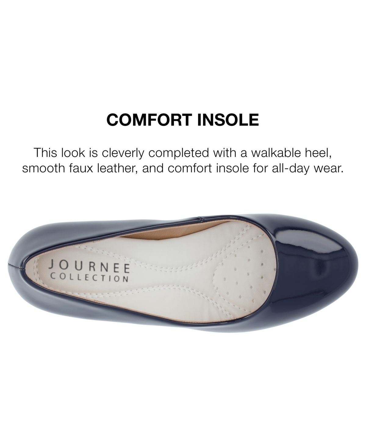 Journee Collection Luu Round Toe Pump In Navy Patent