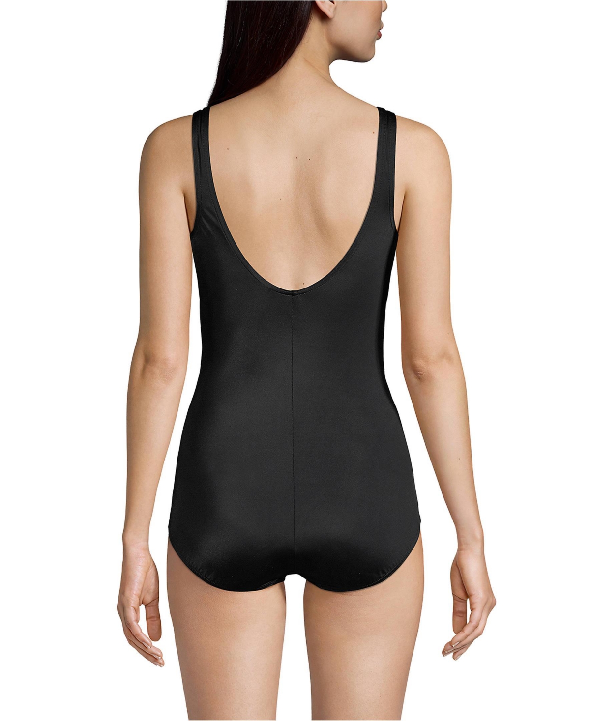 Lands' End Women's Tummy Control Chlorine Resistant Soft Cup Tugless Sporty One Piece Swimsuit