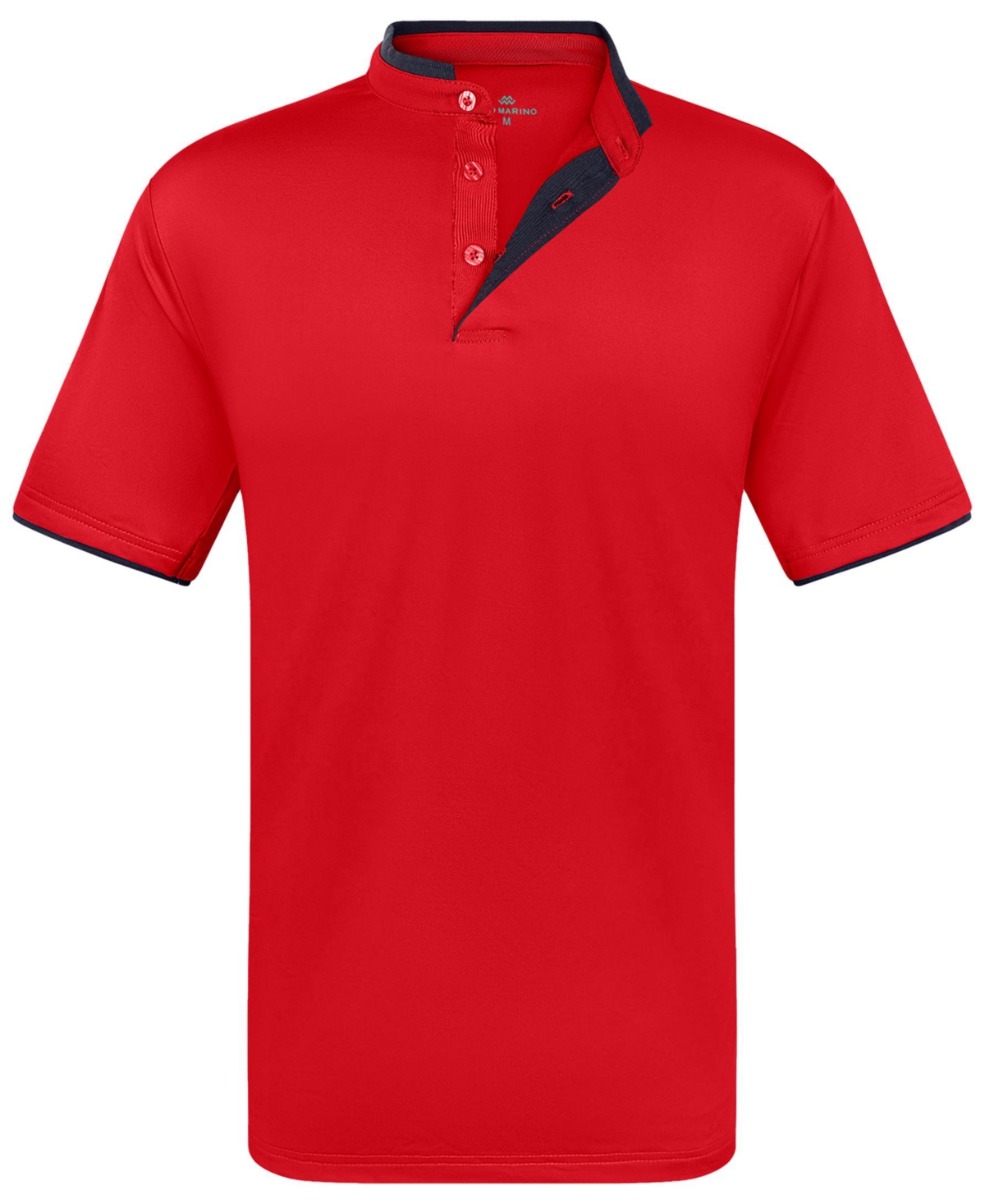 Big & Tall Short Sleeve Henley Polo Shirt with Contrast-Trim - Sky blue