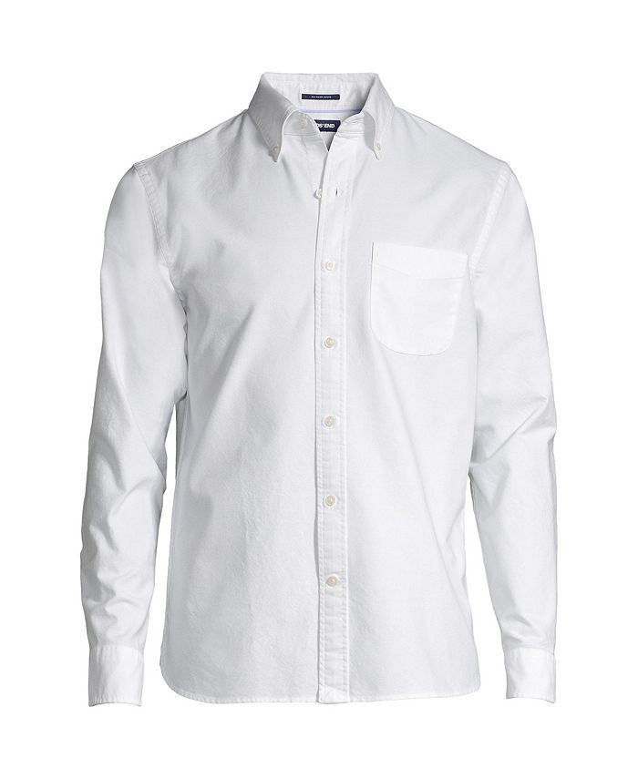 Lands' End Men's Tailored Fit Long Sleeve Sail Rigger Oxford Shirt - Macy's