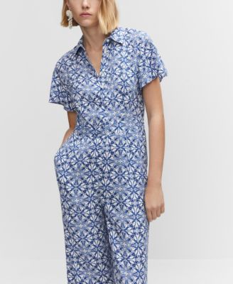 Women's Printed Shirt Jumpsuit