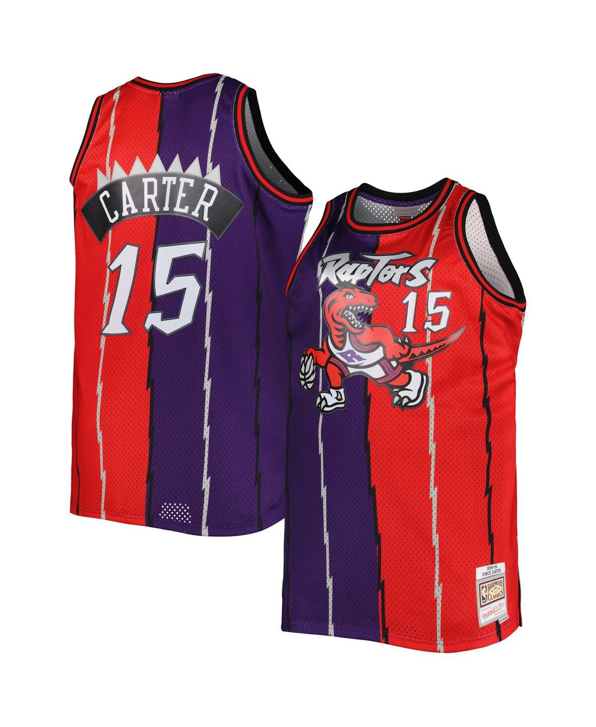 Men's Mitchell & Ness Vince Carter Red Toronto Raptors Big and Tall Hardwood Classics 1998-99 Split Swingman Jersey - Red