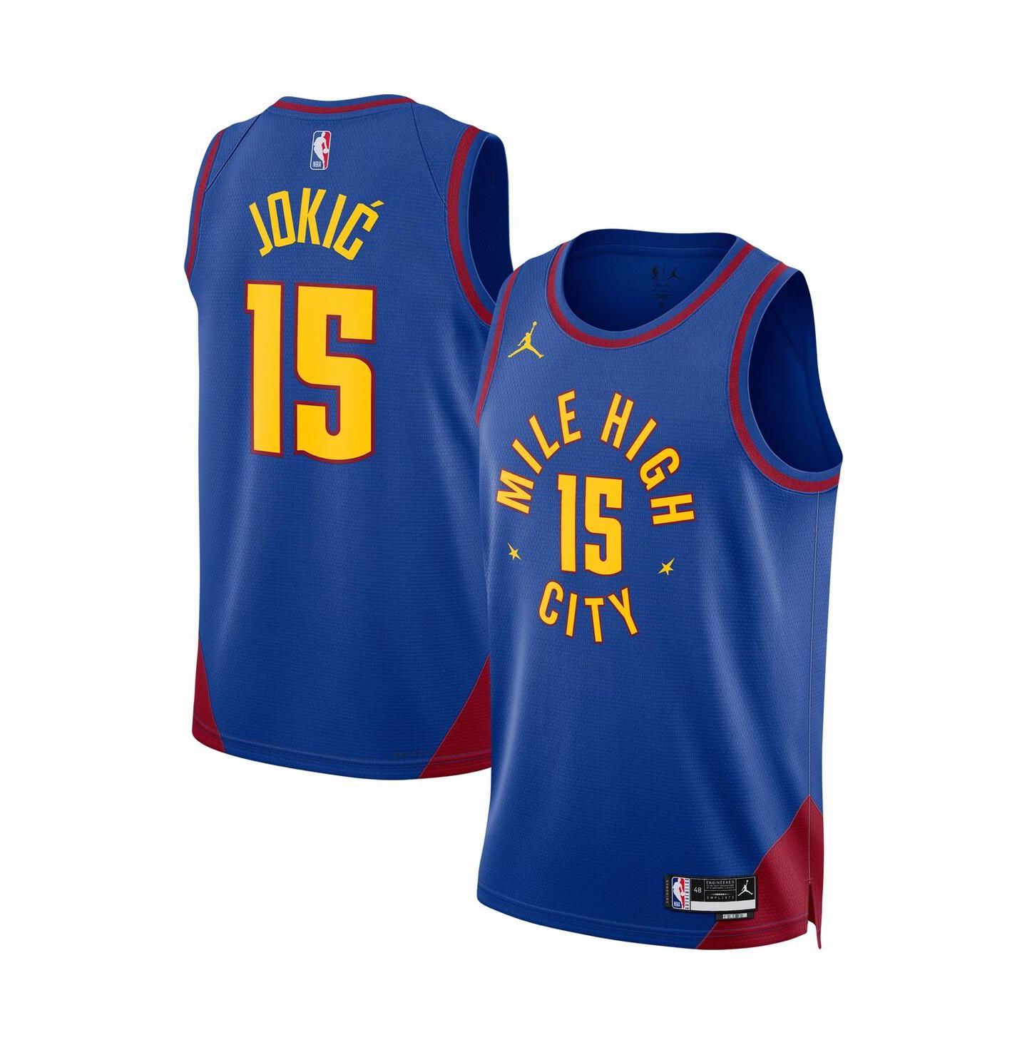 Топ Jordan Nikola Jokic Blue Denver Nuggets Statement Edition Swingman Jersey — фото 1