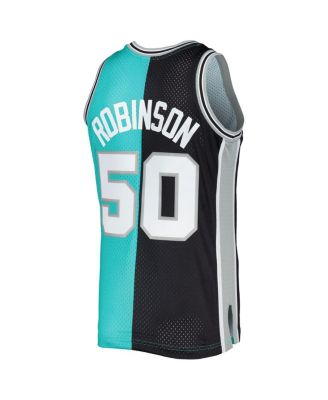 Men's David Robinson Black, Teal San Antonio Spurs Hardwood Classics 1998-99 Split Swingman Jersey