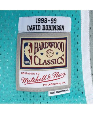 Men's David Robinson Black, Teal San Antonio Spurs Hardwood Classics 1998-99 Split Swingman Jersey