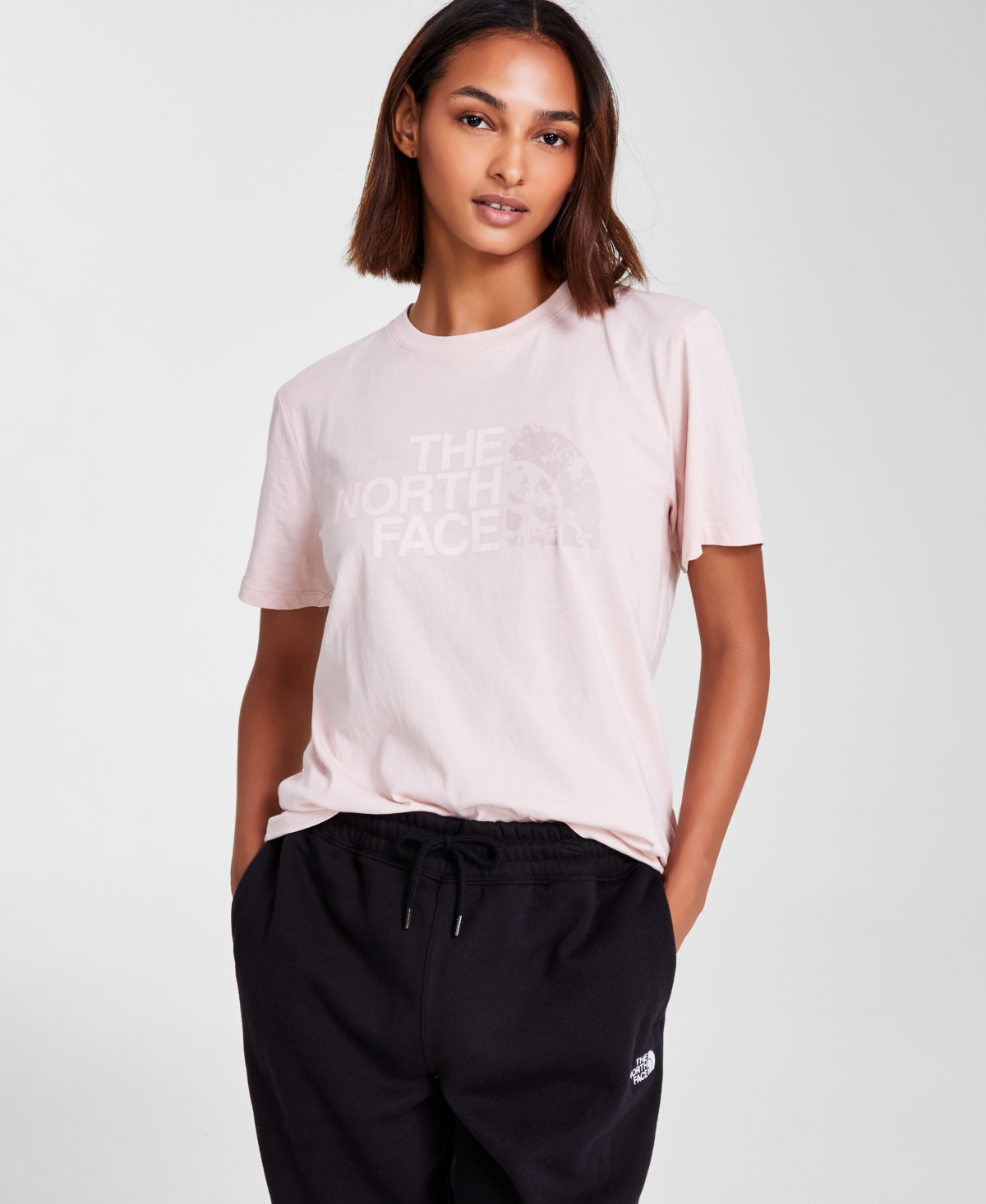The North Face Women's Half-dome Logo Tee In Pink Moss,pink Moss Aspen Texture Print