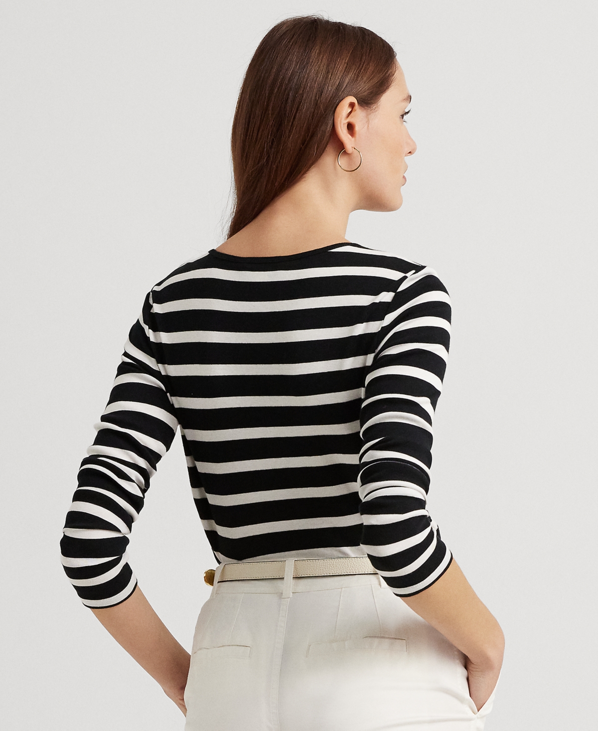 Lauren Ralph Lauren Long-Sleeve Stretch T-Shirt -white
