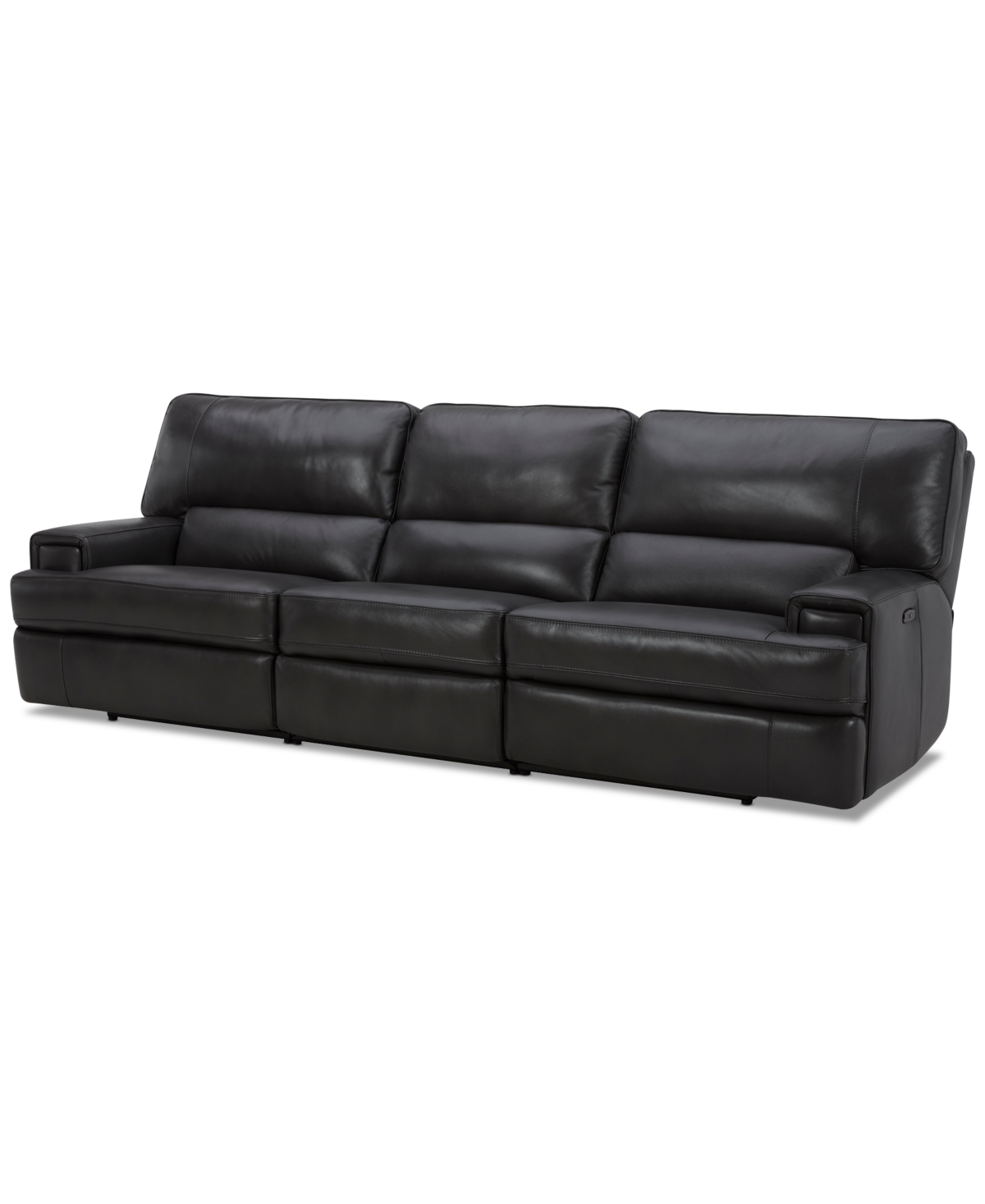 Furniture Binardo 118" 3 Pc Zero Gravity Leather Sectional With 3 Power Recliners, Created For Macy's In Charcoal