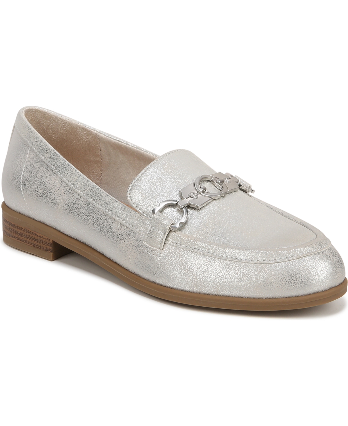 Shop Dr. Scholl's Women's Rate Adorn Loafers In Silver Faux Leather