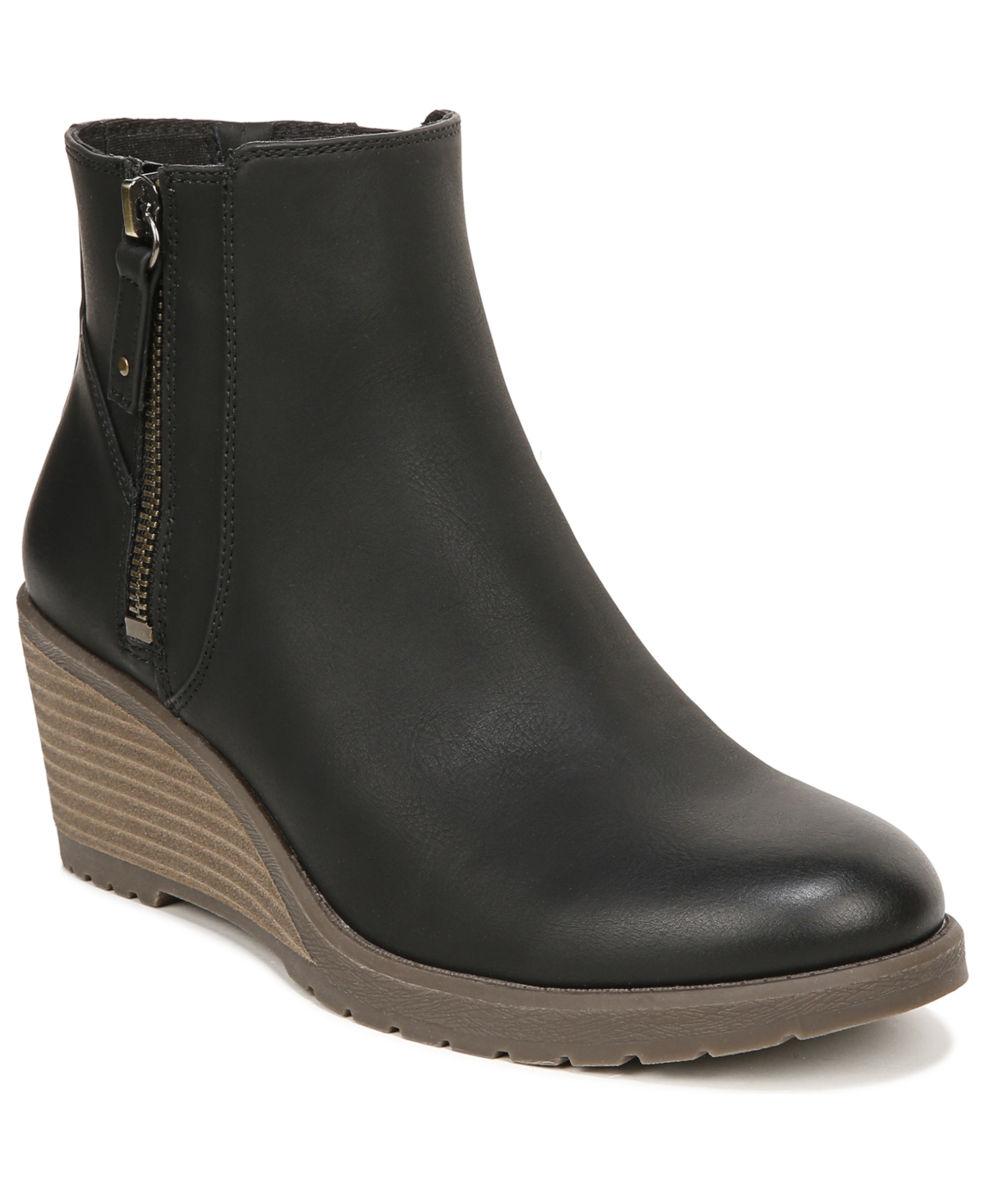 Dr. Scholl's Women's Chloe Wedge Booties In Black Faux Leather