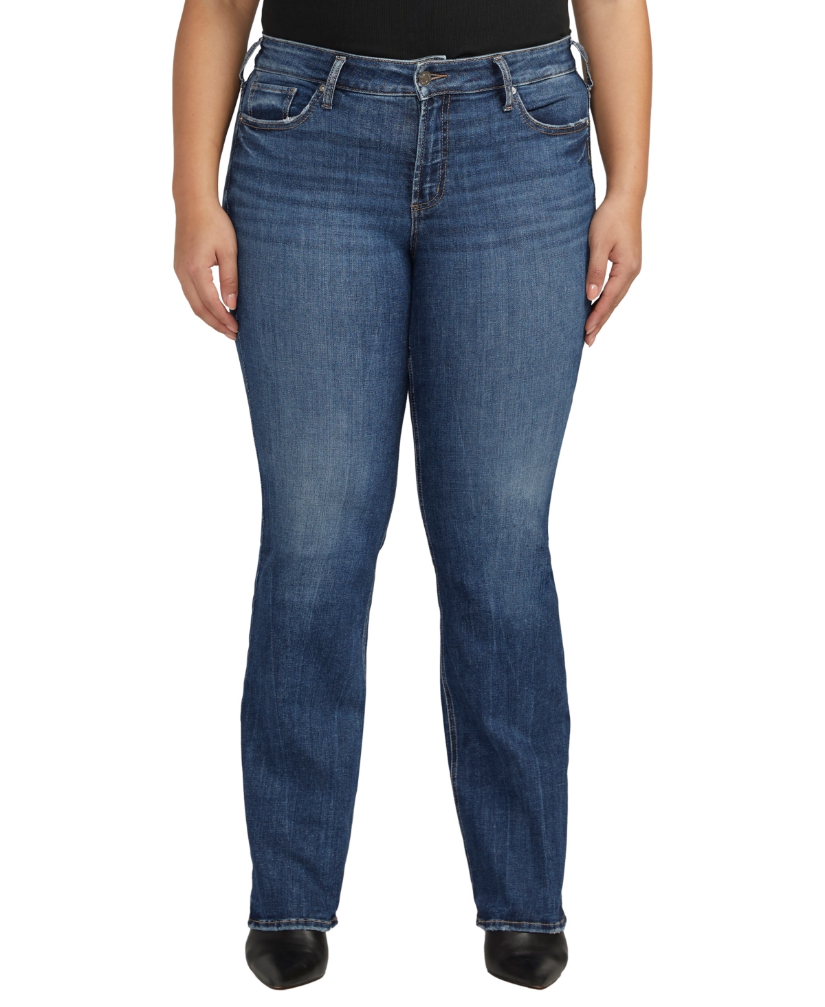 Shop Silver Jeans Co. Plus Size Suki Mid Rise Slim Bootcut Jeans In Indigo