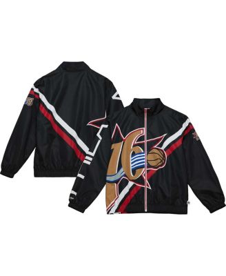 Mitchell & Ness Men's Black Philadelphia 76ers Exploded Logo Warm-Up ...