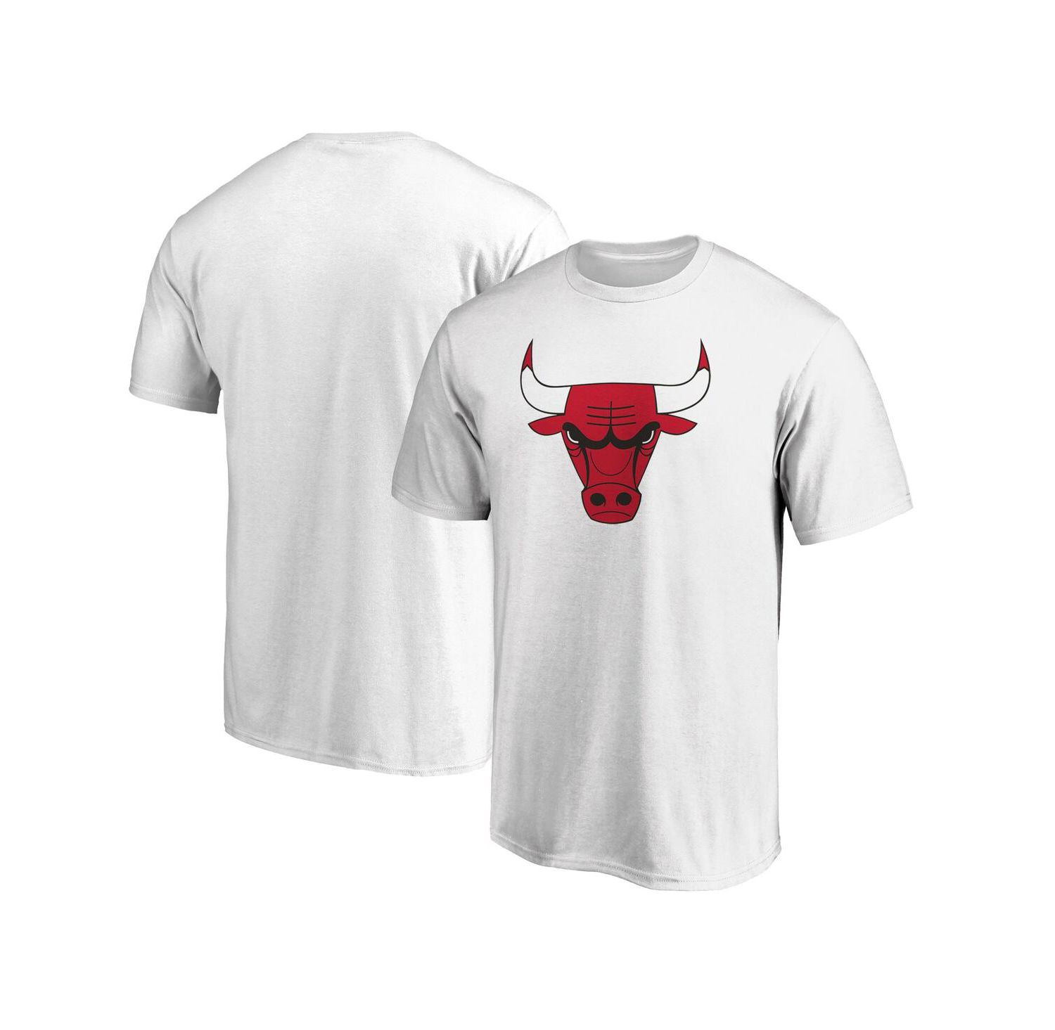 Men's White Chicago Bulls Primary Mascot Logo T-shirt