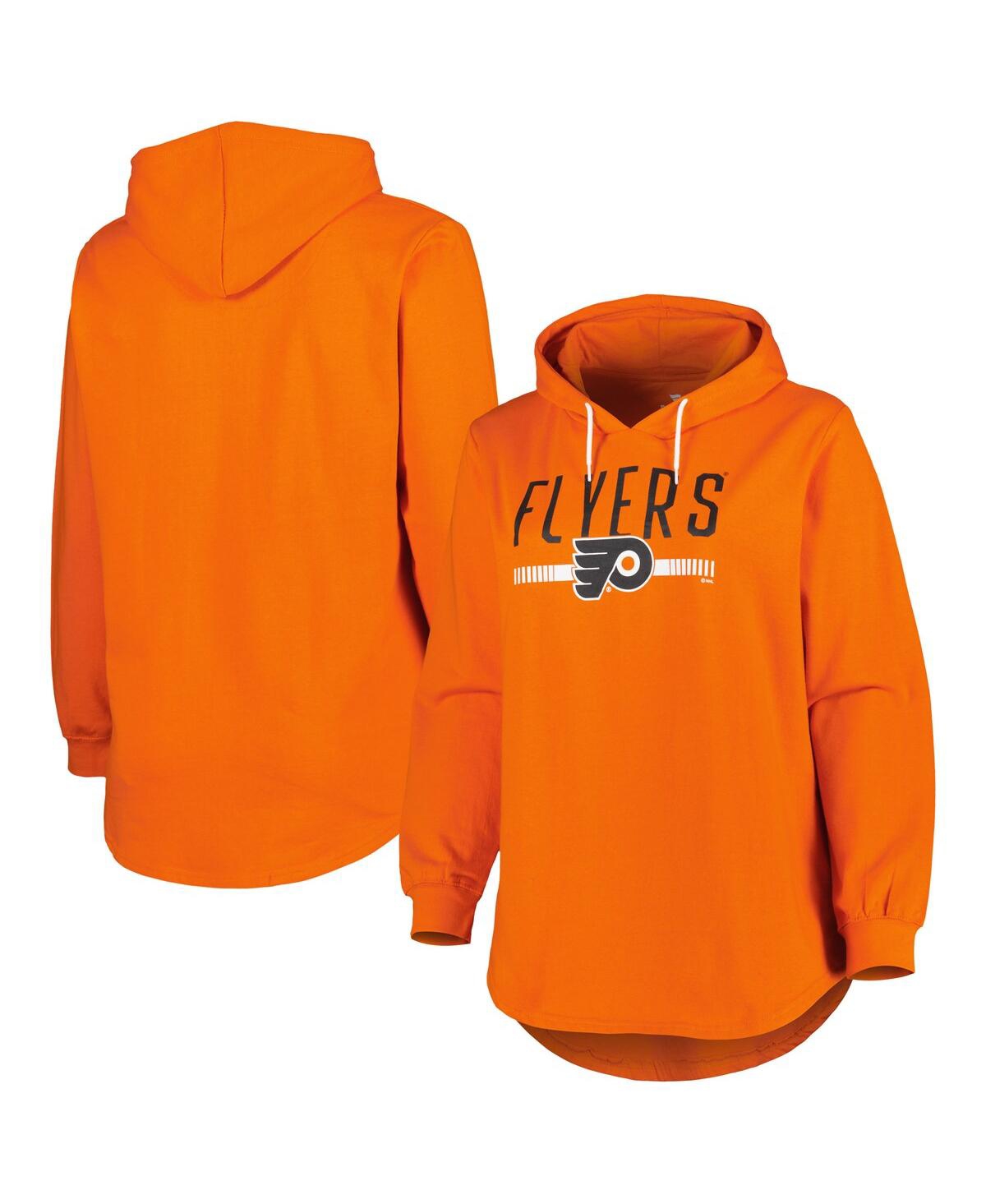 Shop Profile Women's Heather Orange Philadelphia Flyers Plus Size Fleece Pullover Hoodie