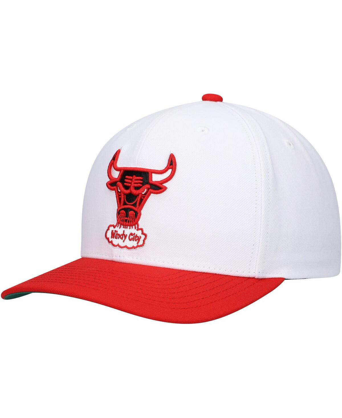 Mitchell & Ness Men's  White, Red Chicago Bulls Hardwood Classics Core 2-tone 2.0 Pro Snapback Hat In White,red