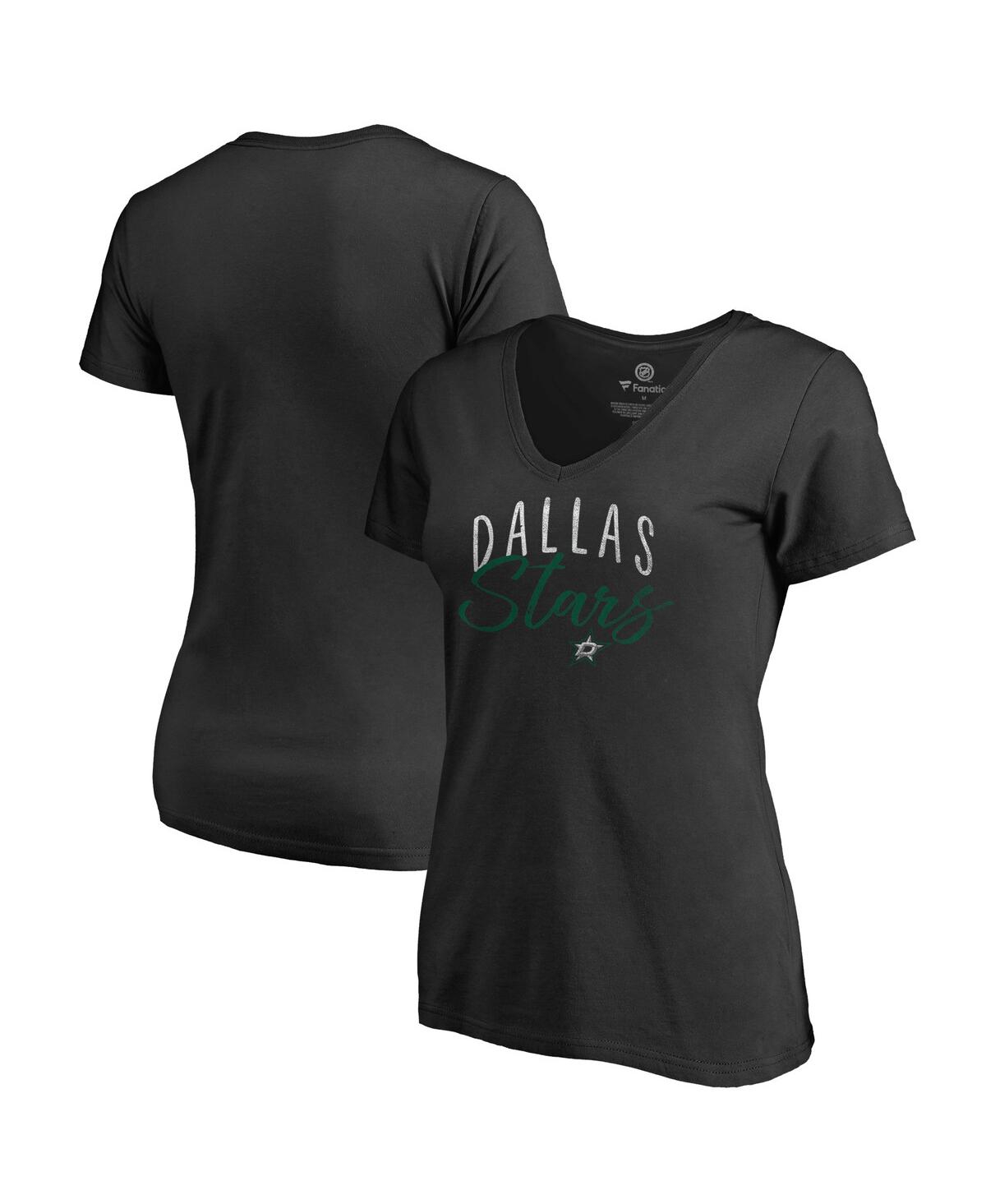 Fanatics Women's  Black Dallas Stars Graceful V-neck T-shirt In Black