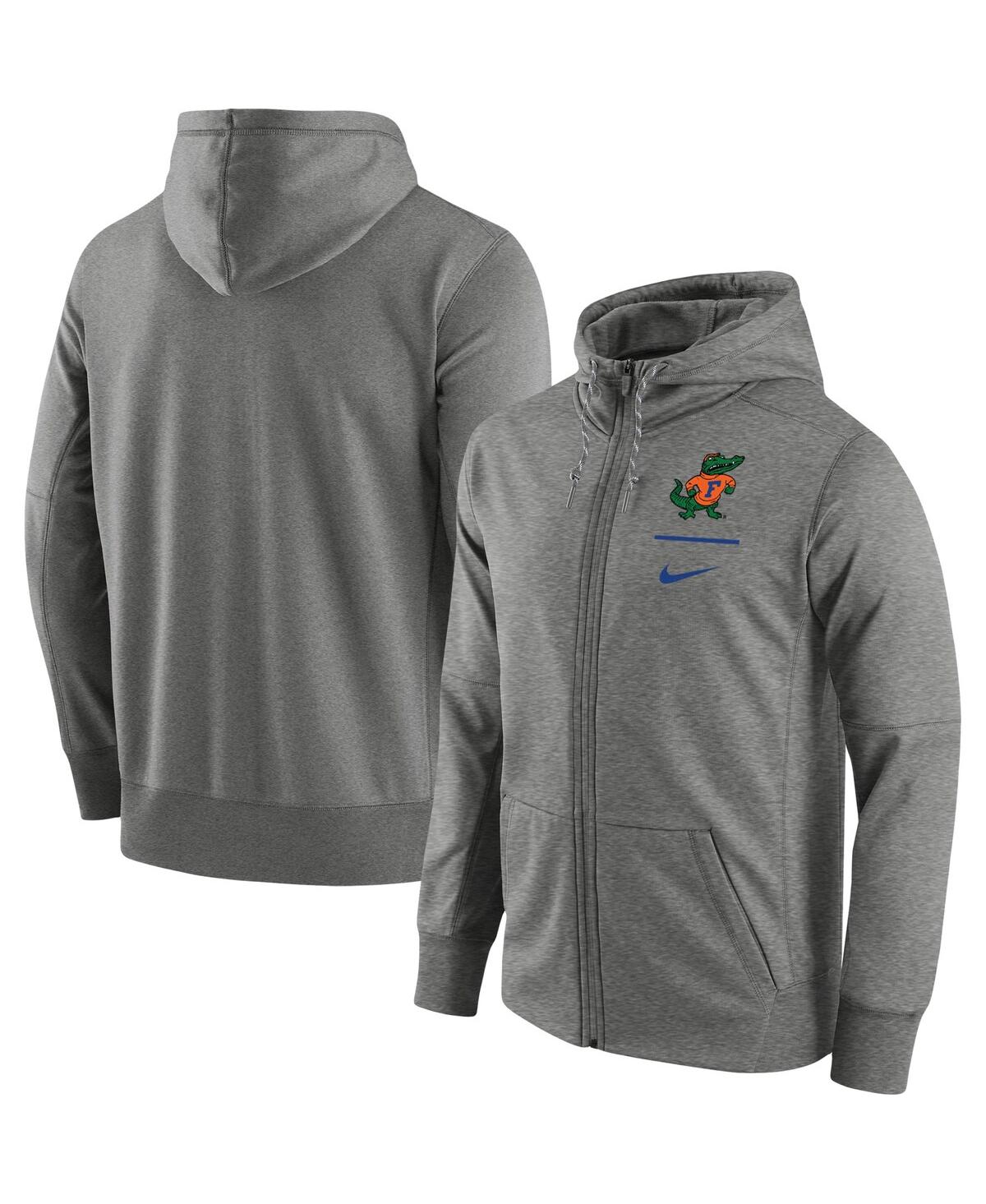 Shop Nike Men's  Heathered Gray Florida Gators Throwback Alternate Logo Stack Performance Full-zip Hoodie