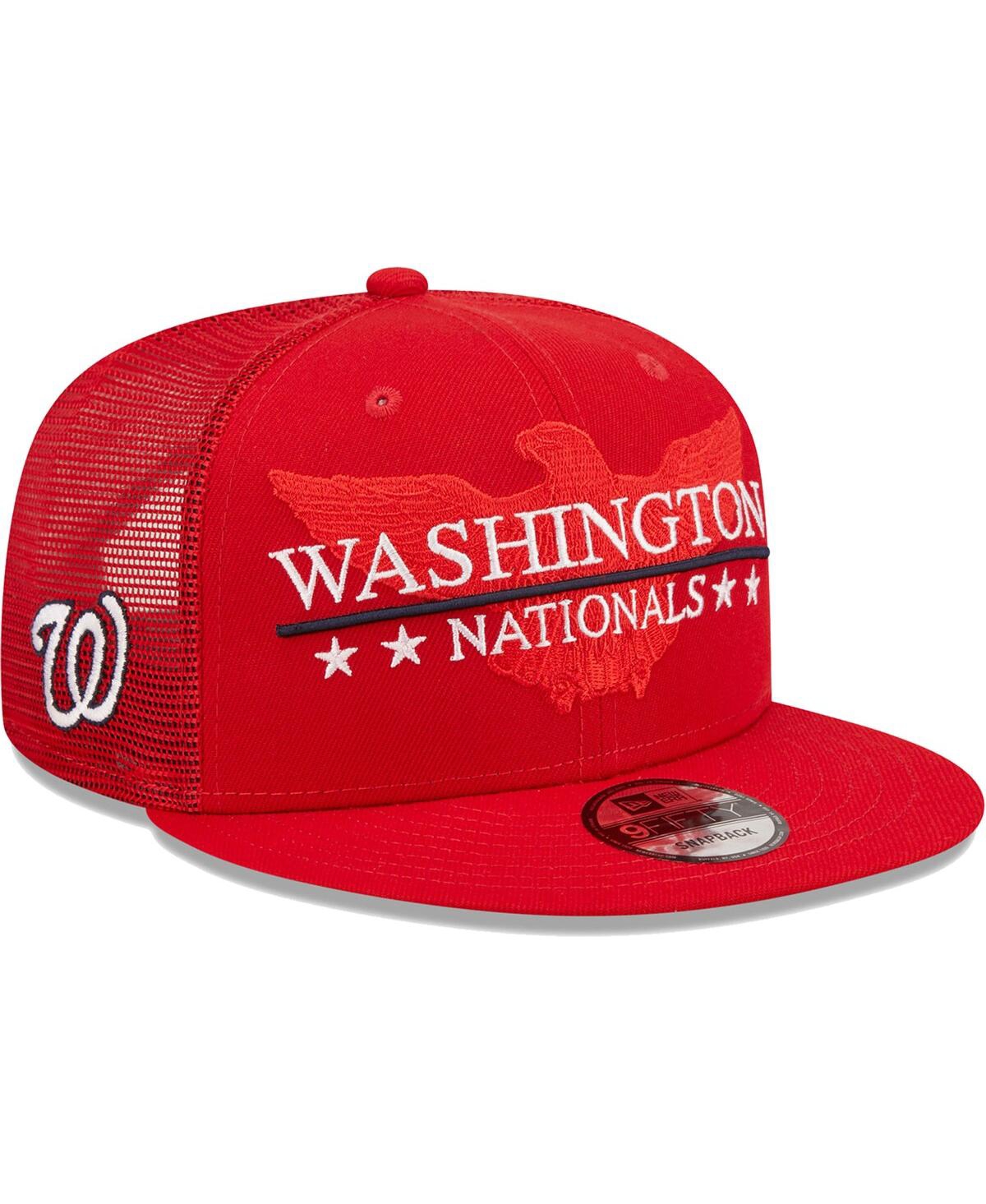 Shop New Era Men's  Red Washington Nationals Patriot Trucker 9fifty Snapback Hat