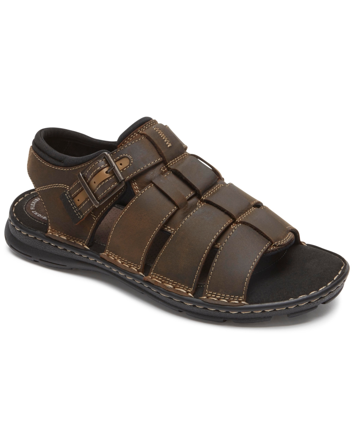 Shop Rockport Men's Darwyn Leather Strap Sandal In Brown