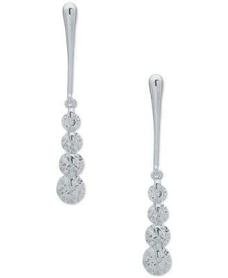 Silver-Tone Bar & Cubic Zirconia Linear Drop Earrings
