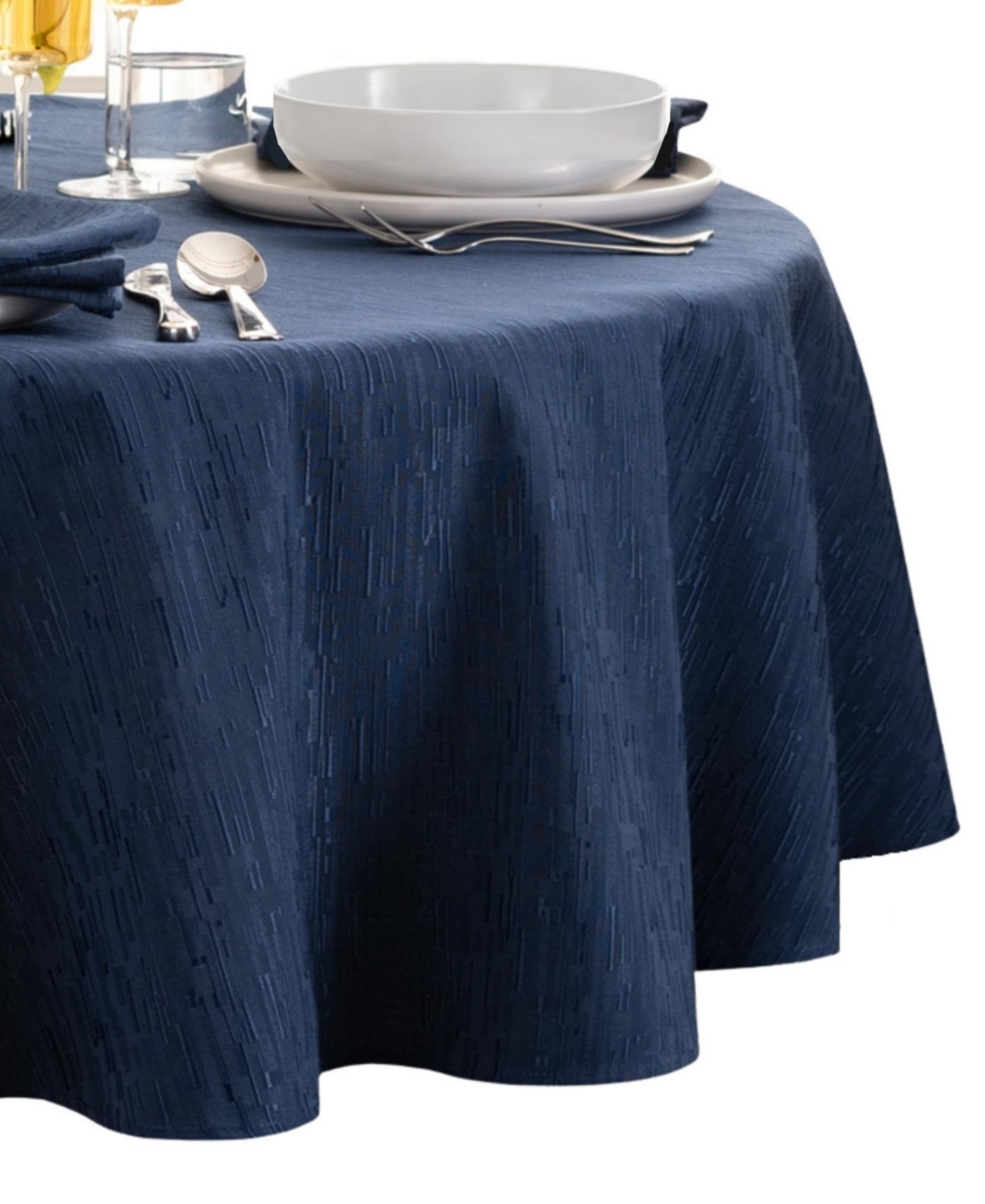 Elrene Continental Solid Texture Water And Stain Resistant Tablecloth, 60" X 84" Oval In Blue