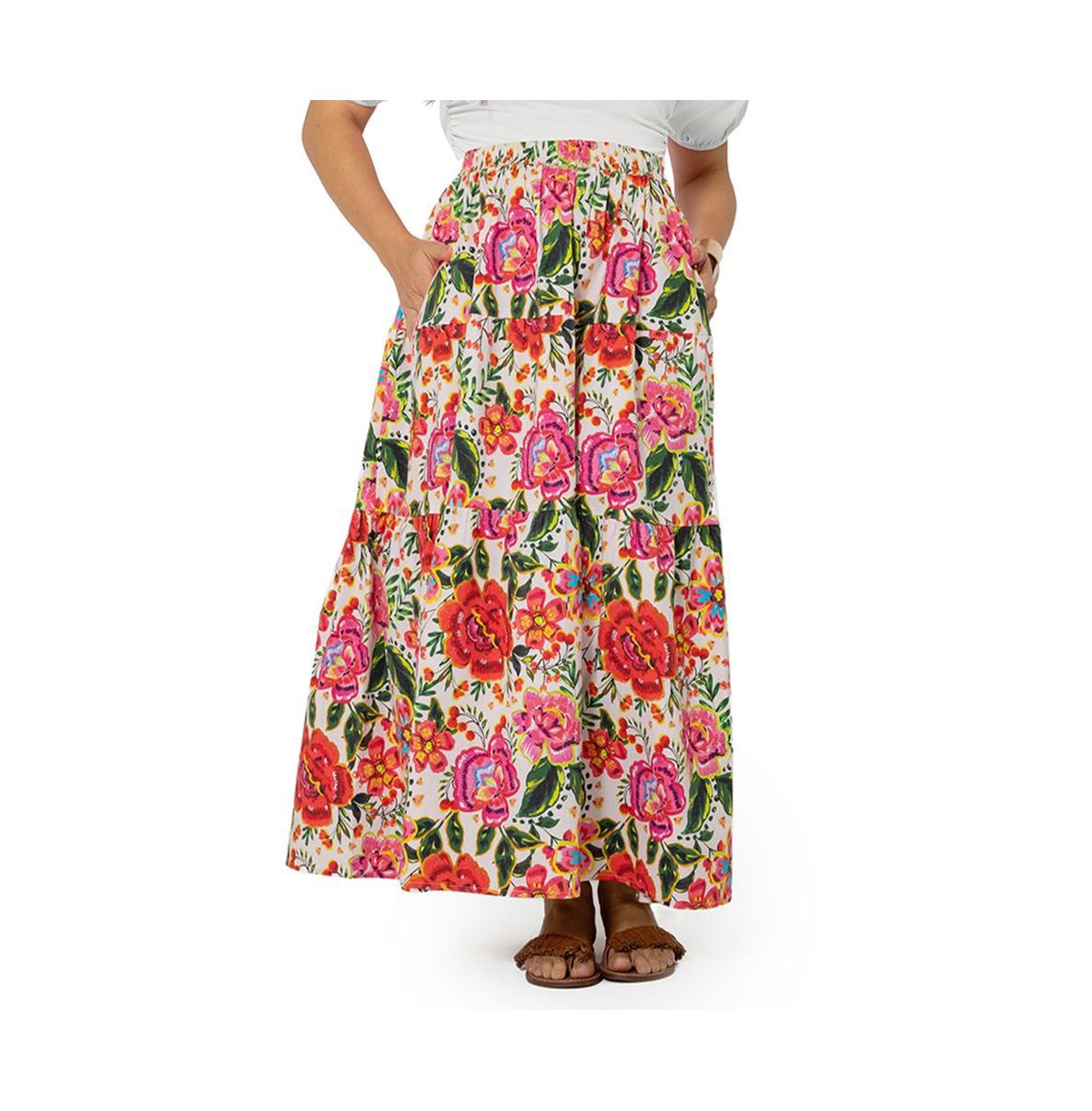 Women's Maxi Evelyn Skirt - Crown floral flame scarlet