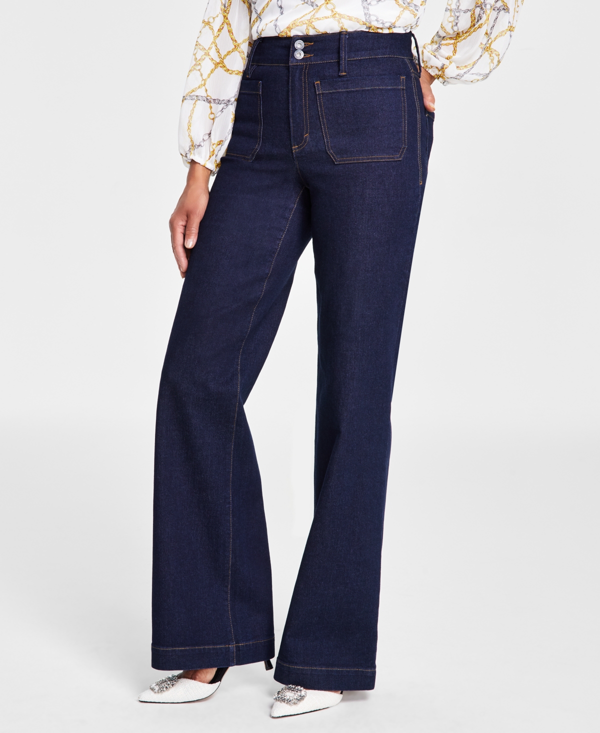 Inc International Concepts Women's High-rise Wide-leg Jeans, Created For Macy's In Dark Indigo