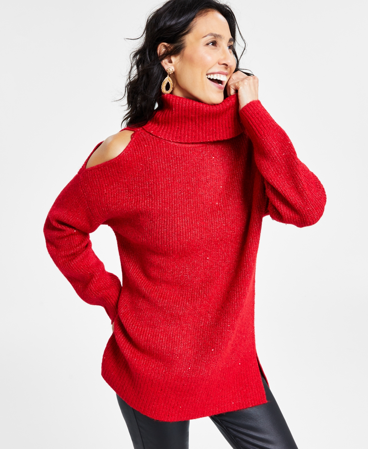 I.n.c. International Concepts I.n.c International Concepts Women s Cold Shoulder Turtleneck Sweater Created for Macy s Smart Closet