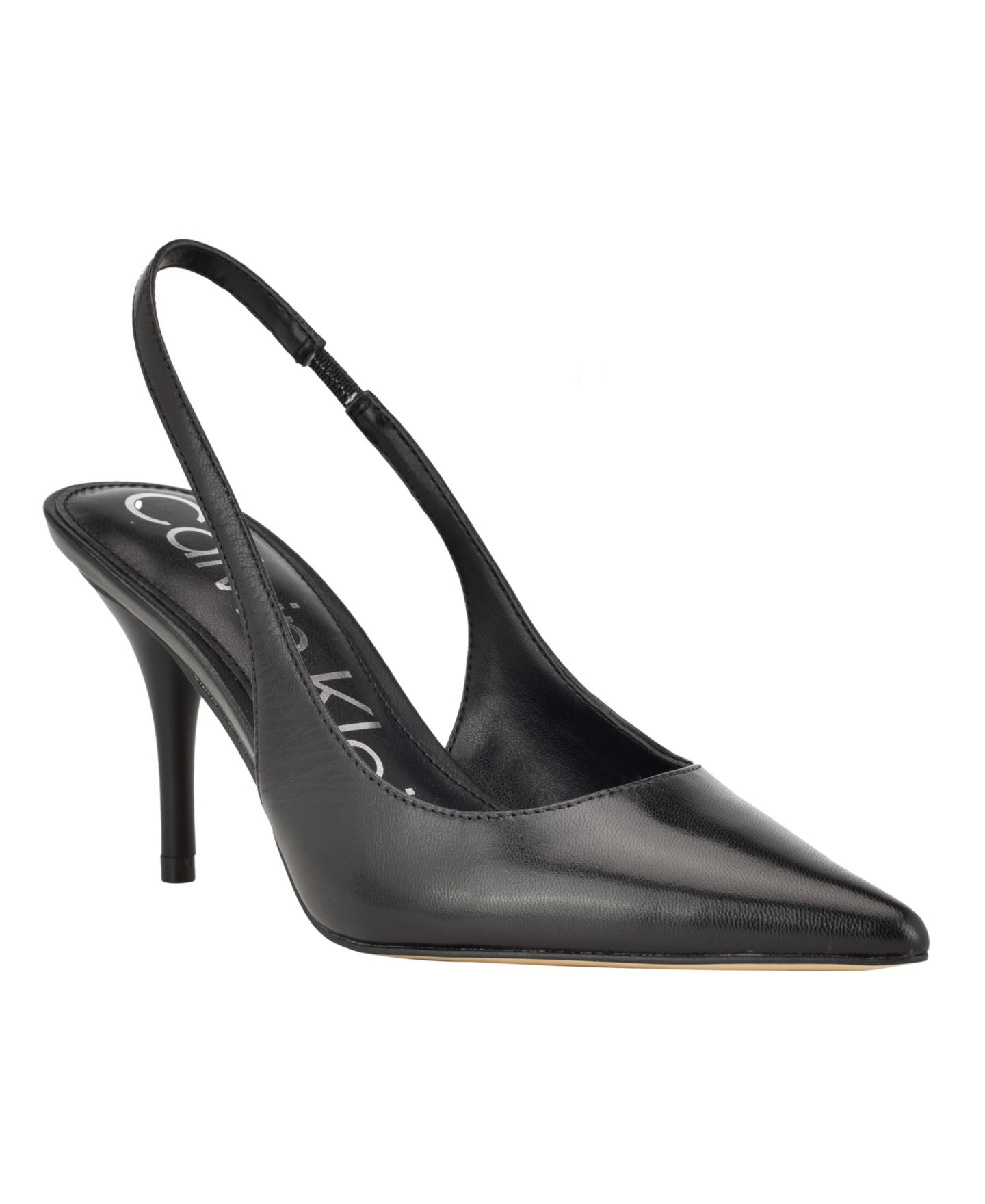 Женские туфли Calvin Klein Cinola Pointy Toe Slingback, цвет: Чёрный кожаный — фото 6