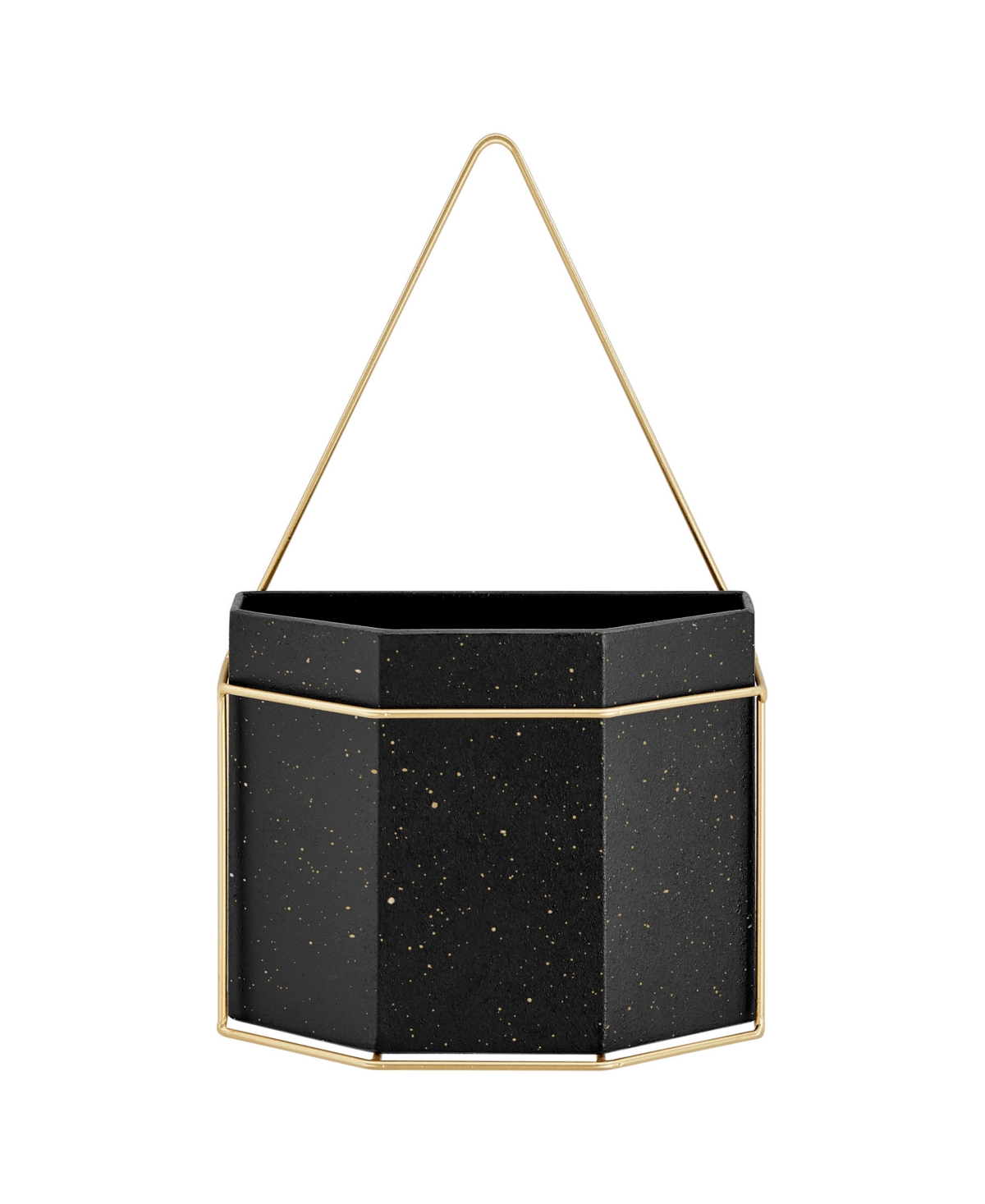Danya B Modern Geometric Metal 3-piece Wall Planters Set In Black,gold