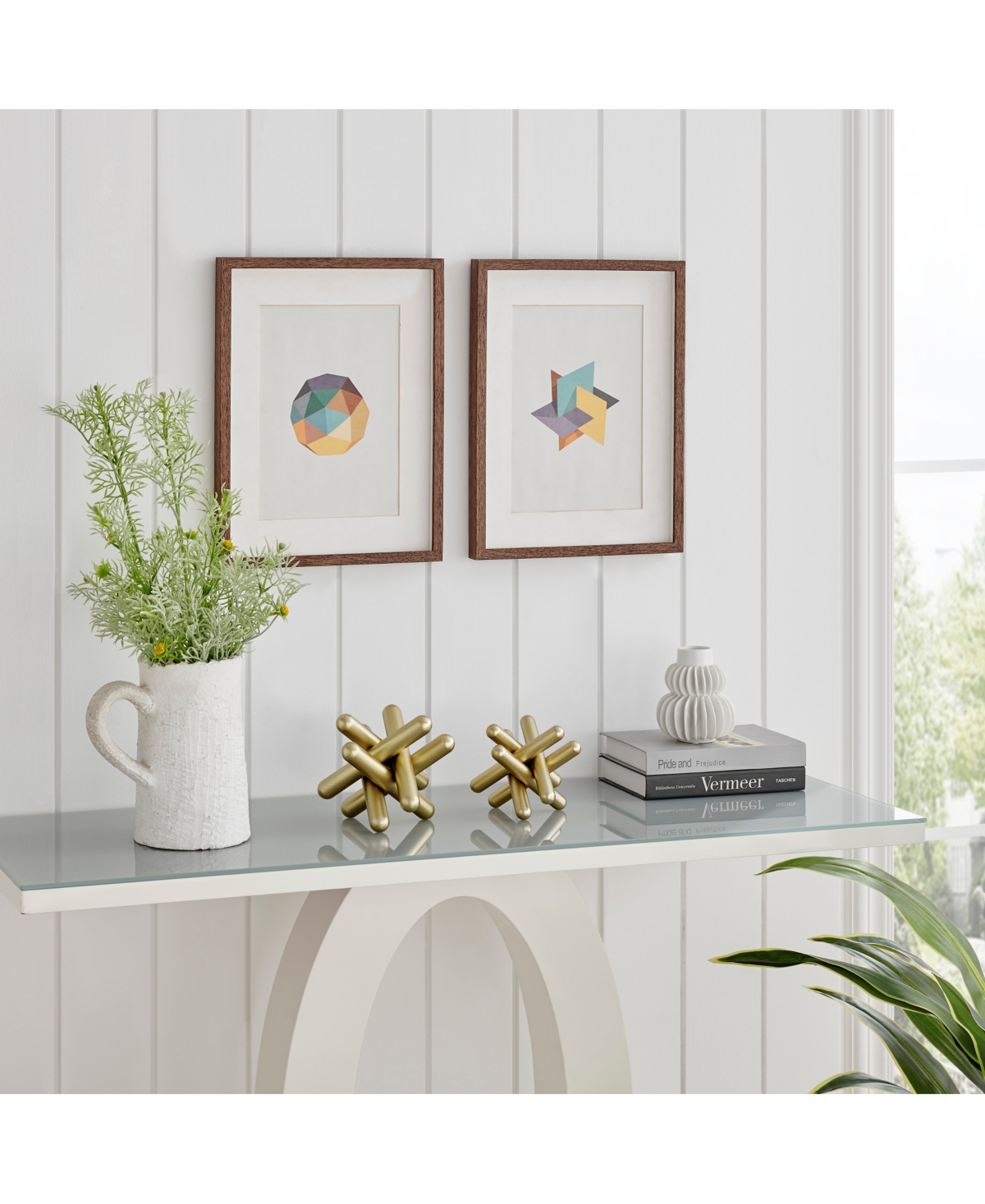 Danya B and 2-Piece AbstractTone Finish Textured Metal Geometric Sculptures Set - Gold