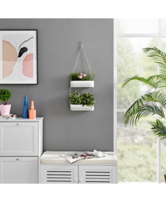 Two-Tier Hanging Metal Trough Wall Planter