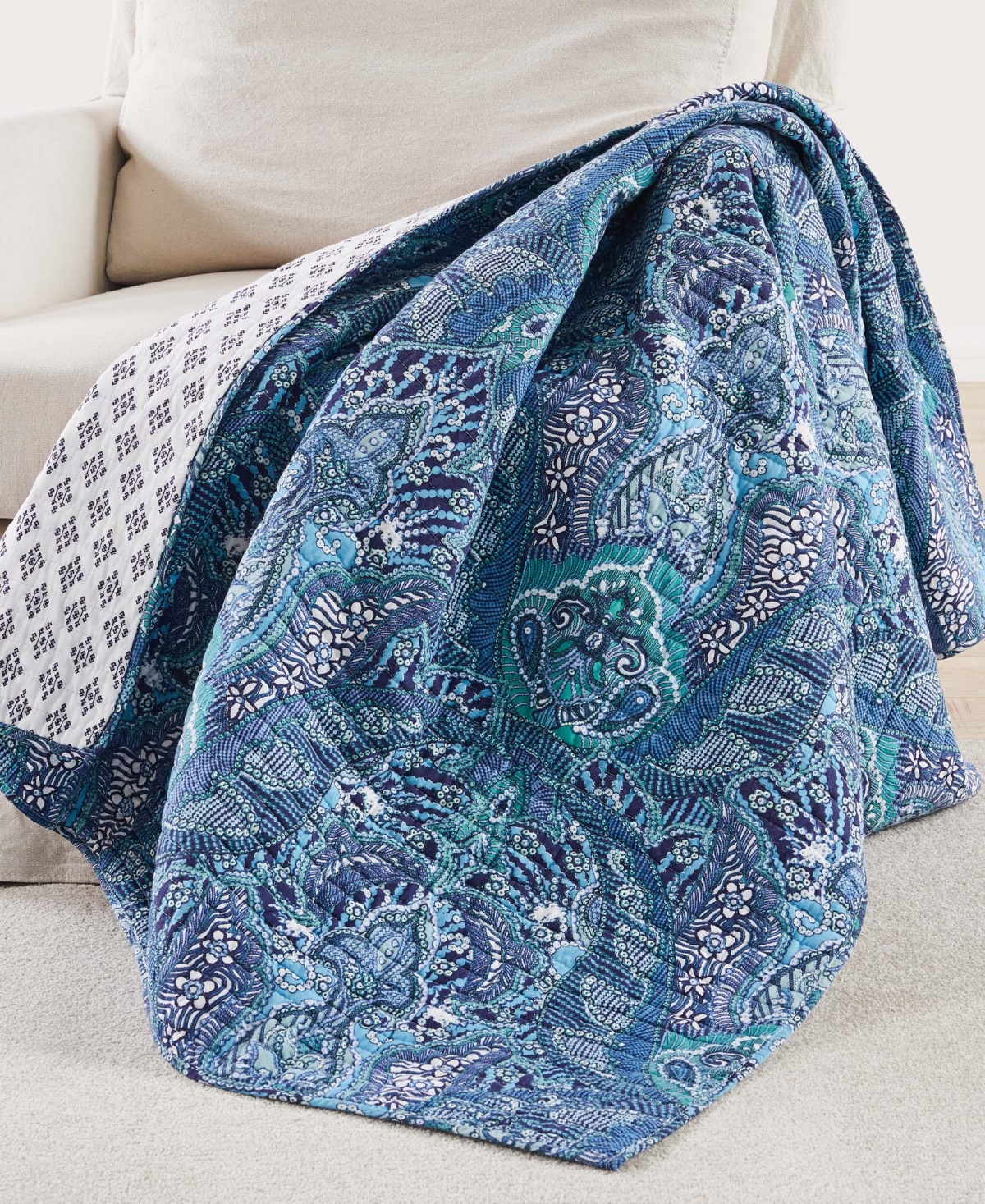Levtex Bellamy Reversible Quilted Throw, 50" X 60" In Teal
